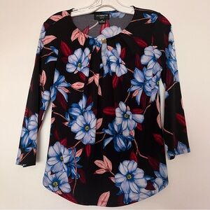 Liz Claiborne petite floral blouse with 3/4 sleeves